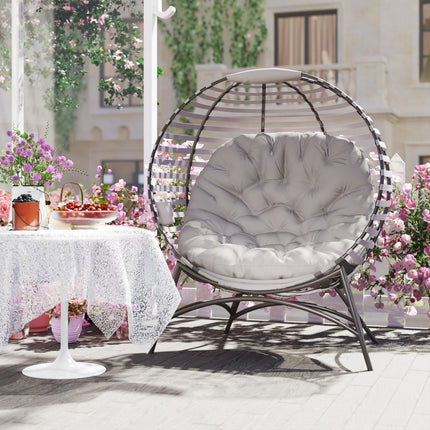 Egg Chair with Cushion & Side Pocket - Light Grey