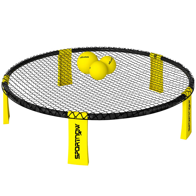 SPORTNOW Spike Game Set, Mini Beach Games Set with Net, 3 Balls and Ball Pump, Portable with Carrying Bag for Outdoor Team Sports, Yellow