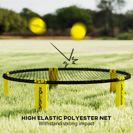 SPORTNOW Spike Game Set, Mini Beach Games Set with Net, 3 Balls and Ball Pump, Portable with Carrying Bag for Outdoor Team Sports, Yellow