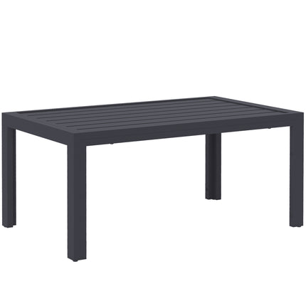 Rectangular Outdoor Patio Side Table with Steel Frame and Slat Top - Grey