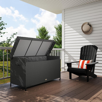 627L Rattan Storage Box with 2 Brake Wheels - Black