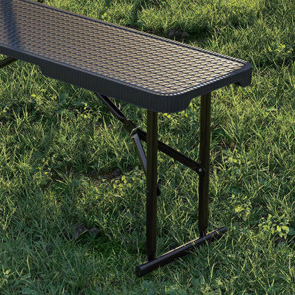 Portable Folding Rattan Effect Picnic Table Set for Outdoor Dining - Black