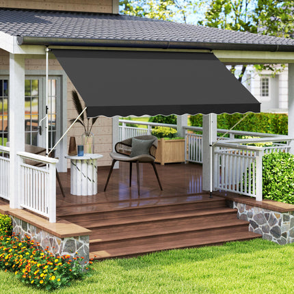 3x1.5m Adjustable Outdoor Aluminium Awning with Crank Handle - Black