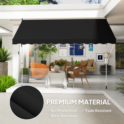 3x1.5m Adjustable Outdoor Aluminium Awning with Crank Handle - Black