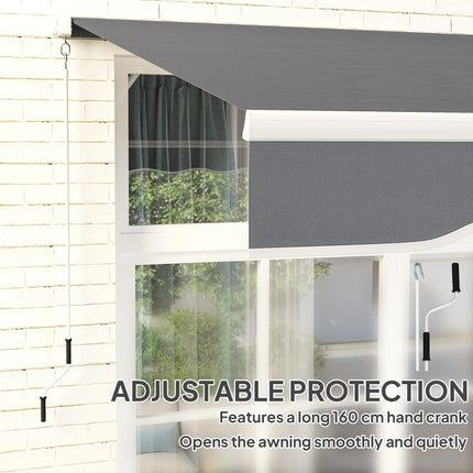 2.5 Metre Manual Retractable Awning Set with Aluminium Frame - Dark Grey