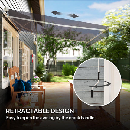 2.5 Metre Manual Retractable Awning Set with Aluminium Frame - Dark Grey