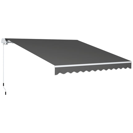 3 x 2.5m Manual Retractable Garden Patio Awning with Crank Handle and Fittings - Dark Grey