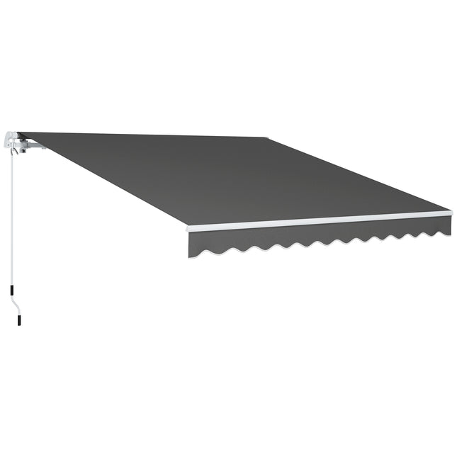 3 x 2.5m Manual Retractable Garden Patio Awning with Crank Handle and Fittings - Dark Grey