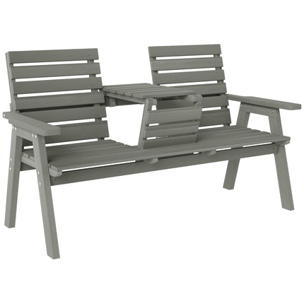 Convertible Fir Wood 2 to 3 Seater Outdoor Garden Bench - Grey