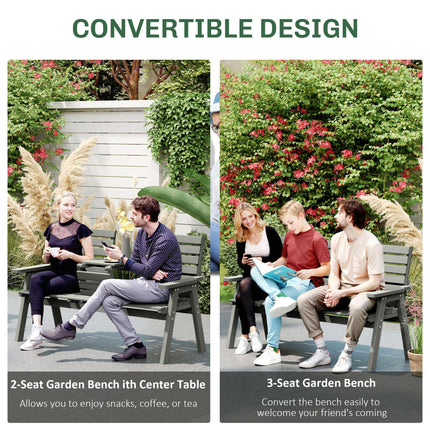 Convertible Fir Wood 2 to 3 Seater Outdoor Garden Bench - Grey
