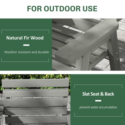 Convertible Fir Wood 2 to 3 Seater Outdoor Garden Bench - Grey