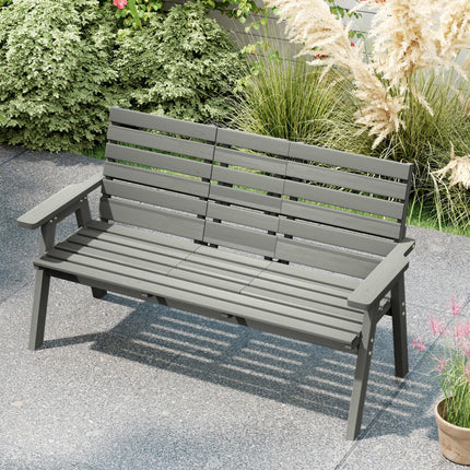 Convertible Fir Wood 2 to 3 Seater Outdoor Garden Bench - Grey