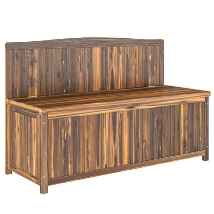 Ergonomic Wood Storage Bench with Varnished Fir Wood - Brown
