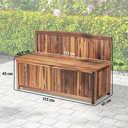 Ergonomic Wood Storage Bench with Varnished Fir Wood - Brown