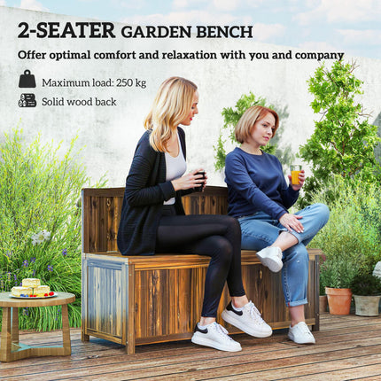 Ergonomic Wood Storage Bench with Varnished Fir Wood - Brown