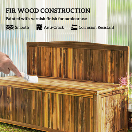 Ergonomic Wood Storage Bench with Varnished Fir Wood - Brown