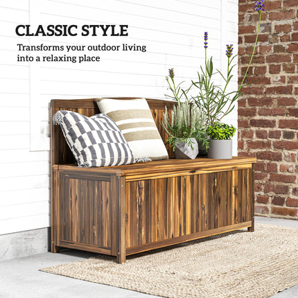 Ergonomic Wood Storage Bench with Varnished Fir Wood - Brown