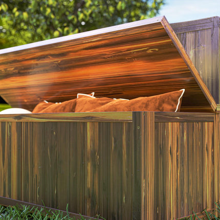 Ergonomic Wood Storage Bench with Varnished Fir Wood - Brown