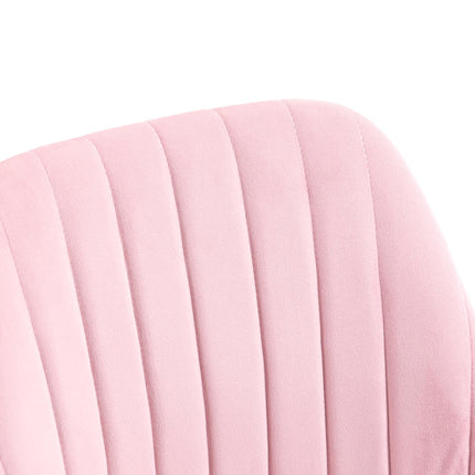 Velvet-Feel Armless Office Chair with Wheels and Adjustable Height - Pink