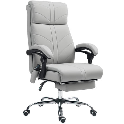 Faux Leather Massage Office Chair with Recline and Heating - Light Grey