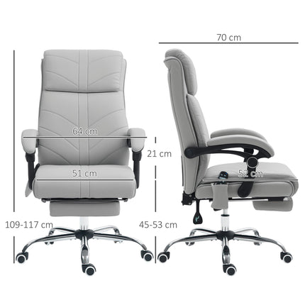 Faux Leather Massage Office Chair with Recline and Heating - Light Grey
