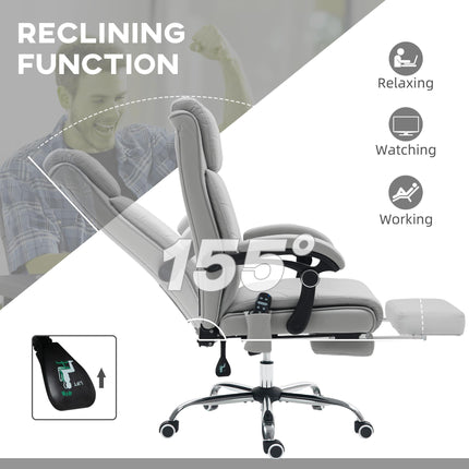 Faux Leather Massage Office Chair with Recline and Heating - Light Grey