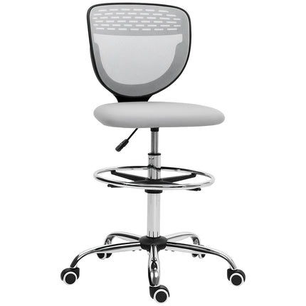 Draughtsman Office Chair 68-88cm Adjustable Height with Wheels - Light Grey