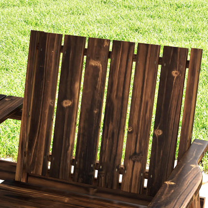 2 Seater Garden Bench with Table and Parasol Hole - Carbonised Finish