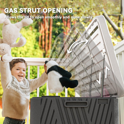 380L Waterproof Outdoor Storage Box with Lockable Lid and Gas Strut - Black