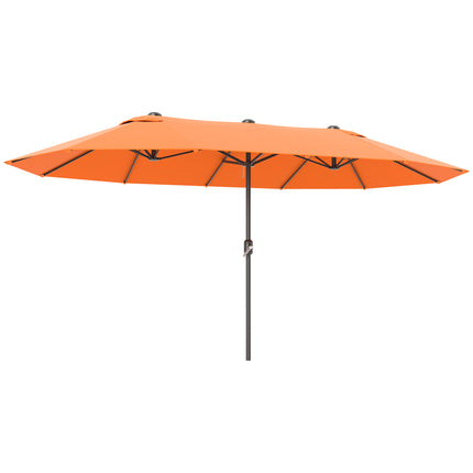 4.6m Double Canopy Garden Parasol with Crank Lift - Orange
