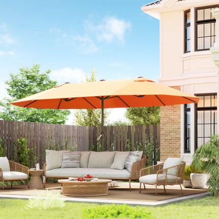 4.6m Double Canopy Garden Parasol with Crank Lift - Orange