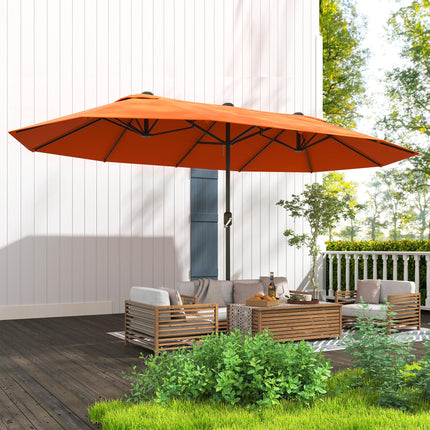4.6m Double Canopy Garden Parasol with Crank Lift - Orange