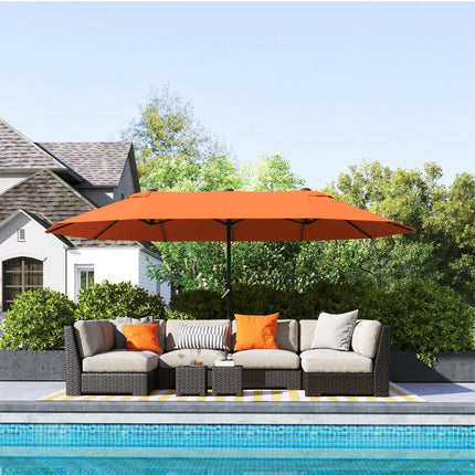 4.6m Double Canopy Garden Parasol with Crank Lift - Orange