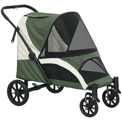 Foldable Pet Stroller for Large Dogs with Four Big Wheels, Shock-Absorbing Frame