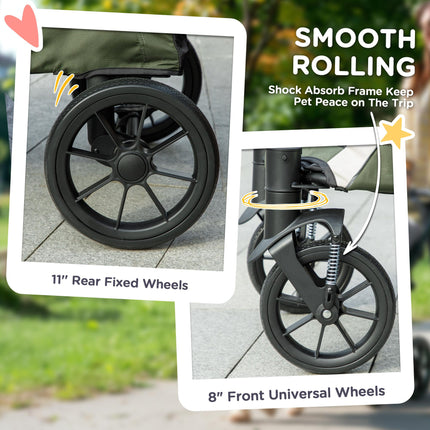 Foldable Pet Stroller for Large Dogs with Four Big Wheels, Shock-Absorbing Frame