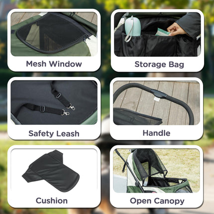 Foldable Pet Stroller for Large Dogs with Four Big Wheels, Shock-Absorbing Frame