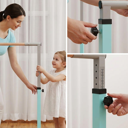 Height Adjustable Kids Gymnastics Horizontal Bar Junior Kip High Bar - Light Blue