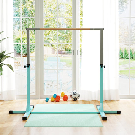 Height Adjustable Kids Gymnastics Horizontal Bar Junior Kip High Bar - Light Blue