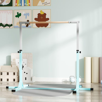 Height Adjustable Kids Gymnastics Horizontal Bar Junior Kip High Bar - Light Blue