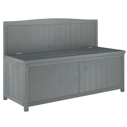 Wood Storage Bench with Garden Tool Storage for Patio Furniture - Grey