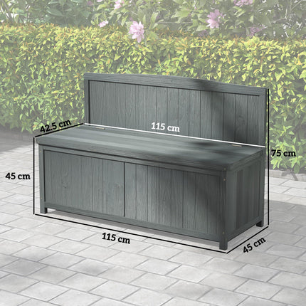 Wood Storage Bench with Garden Tool Storage for Patio Furniture - Grey