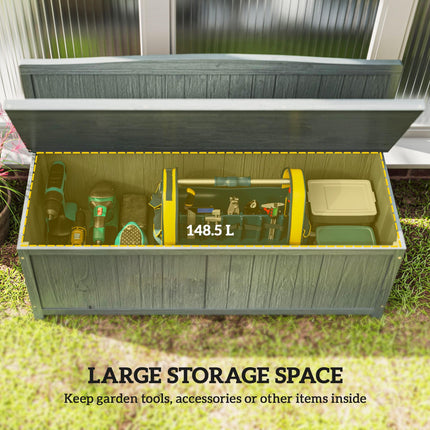 Wood Storage Bench with Garden Tool Storage for Patio Furniture - Grey