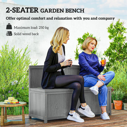 Wood Storage Bench with Garden Tool Storage for Patio Furniture - Grey