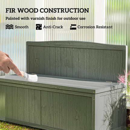 Wood Storage Bench with Garden Tool Storage for Patio Furniture - Grey