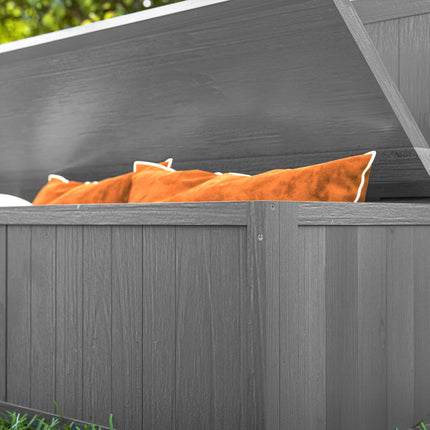 Wood Storage Bench with Garden Tool Storage for Patio Furniture - Grey