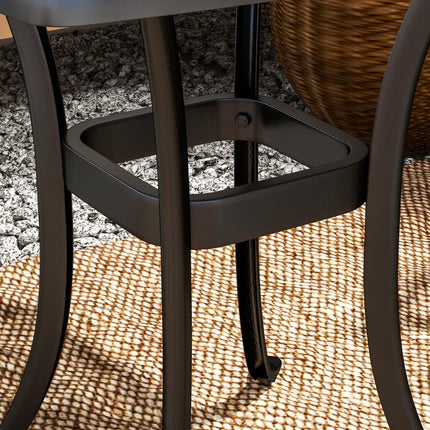 Cast Aluminium Outdoor Garden Patio End Table with 38mm Umbrella Hole, Anti-slip Feet, 54x54cm - Black