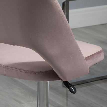Armless Velvet-Feel Office Chair - Pink