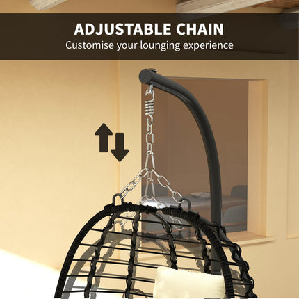 Rattan Hanging Egg Chair, Foldable Wicker Hammock Swing Chair with Cushion, Stan