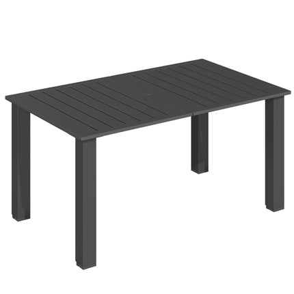 Garden Dining Table for 6 with Parasol Hole, Rectangle Outdoor Garden Table with