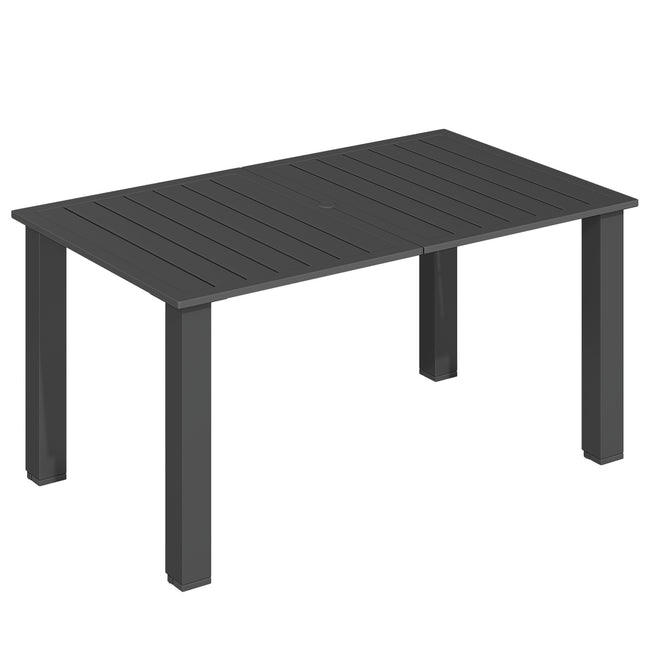 Garden Dining Table for 6 with Parasol Hole, Rectangle Outdoor Garden Table with